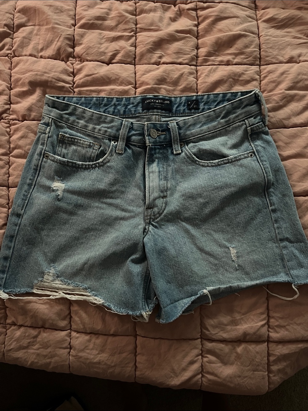 Lucky Brand Women's Light Blue Distressed Denim Shorts